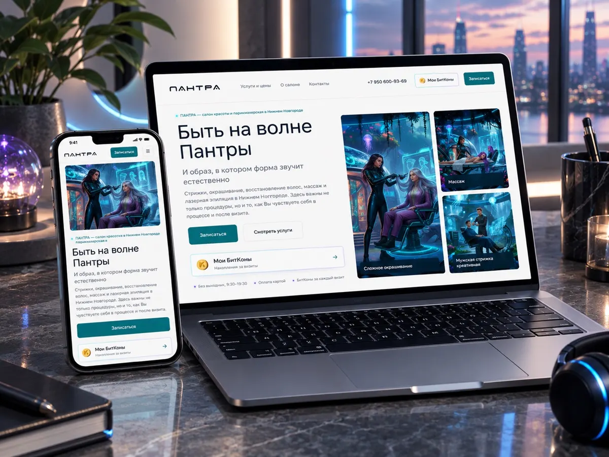 ПАНТРА: сайт салона с услугами и записью